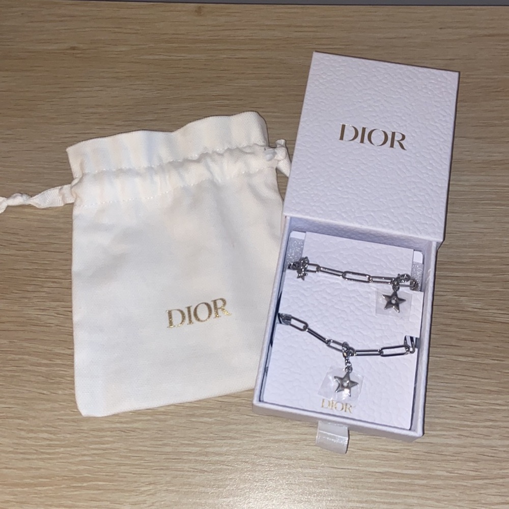 Dior Silver Tone Phone Charm and Pouch